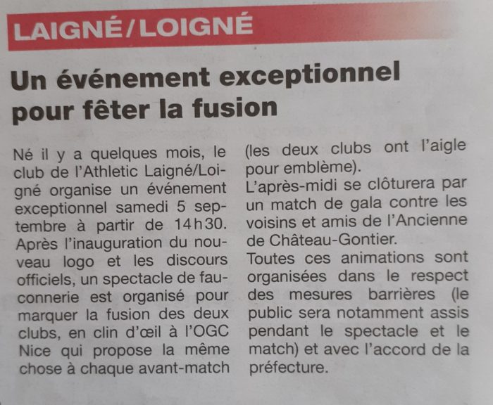 Un évènement exceptionnel pour fêter la fusion – HA 04.09.20