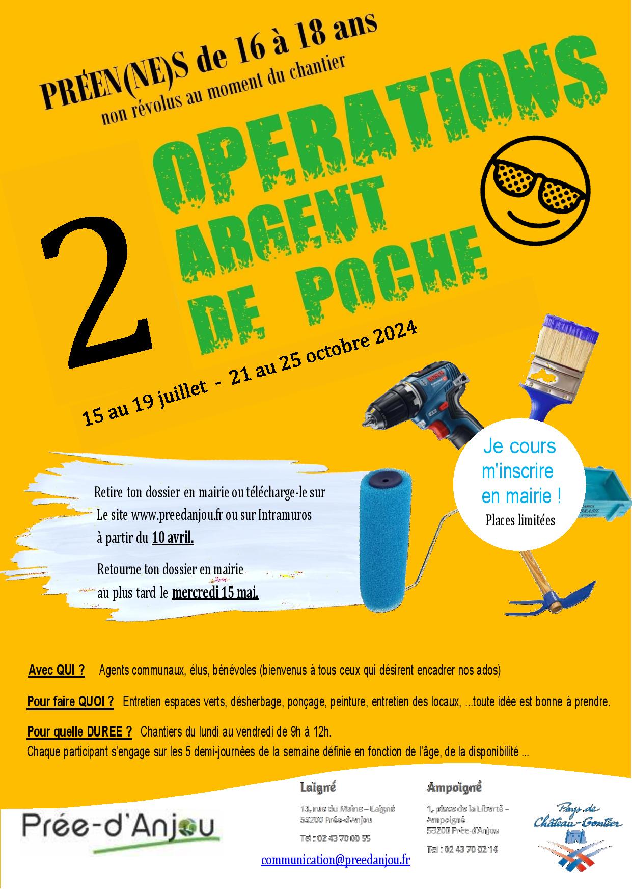 Dispositif Chantiers "argent de poche" 2024 Préed'Anjou Préed'Anjou