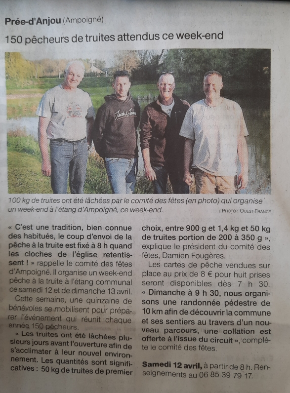 150 pêcheurs de truites attendus ce week-end – OF 11.4.25