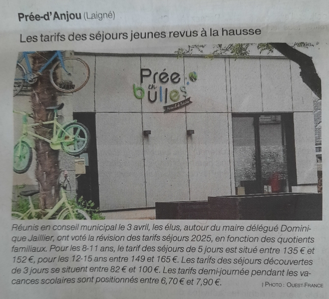 Les tarifs de séjours jeunes revus à la hausse – OF 23.04.25