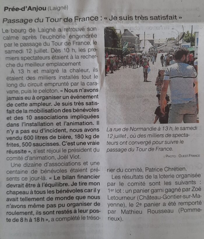 Passage du Tour de France : « Je suis très satisfait » – OF 18.7.25