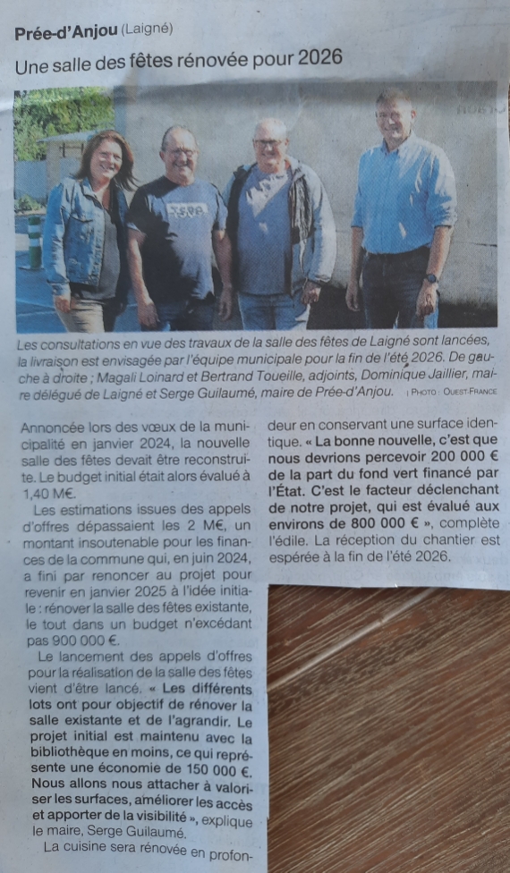 Une salle des fêtes rénovée pour 2026 – OF 12.09.25