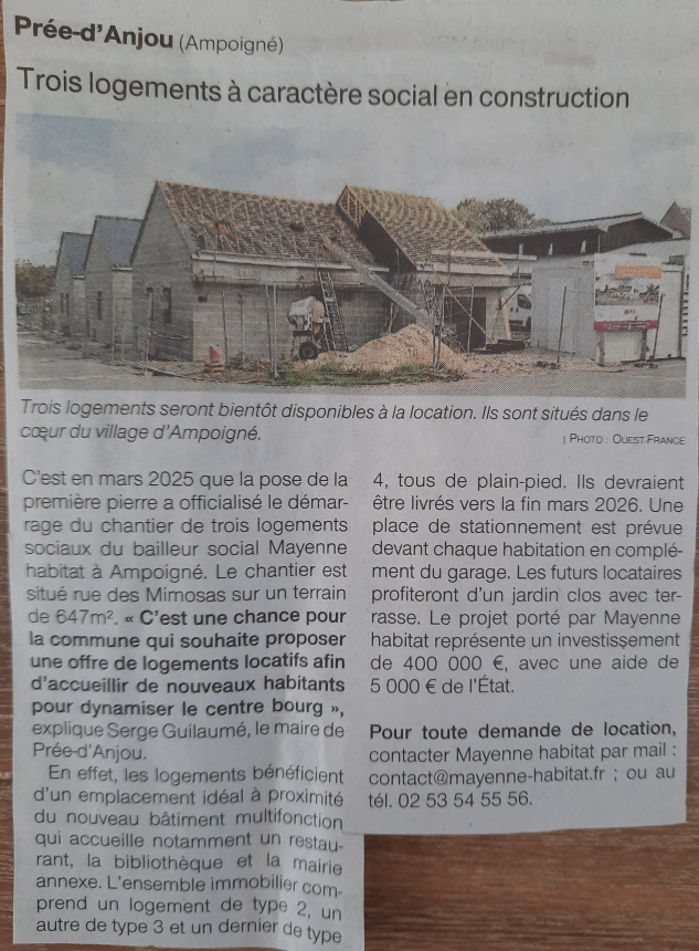Trois logements à caractère social en construction – OF 17.09.25