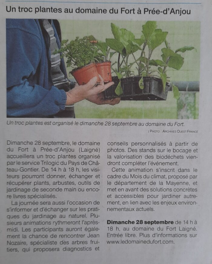 Un troc plantes au domaine du Fort à Prée-d’Anjou – OF 18.09.25