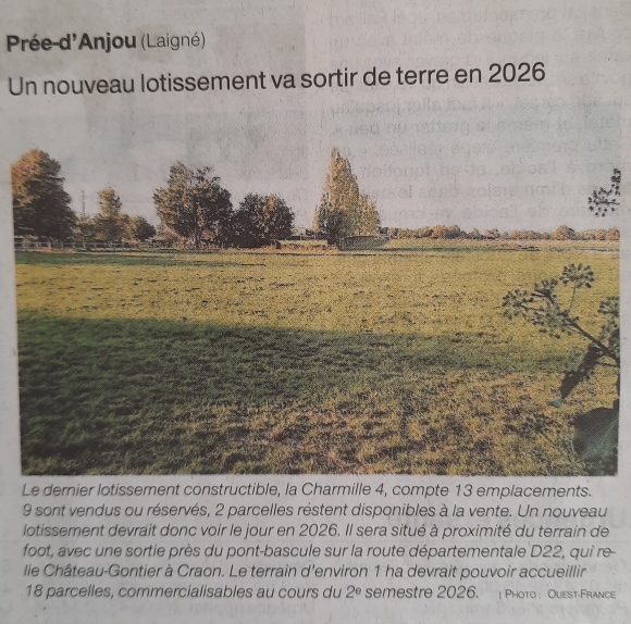 Un nouveau lotissement va sortir de terre en 2026 – OF 19.09.25