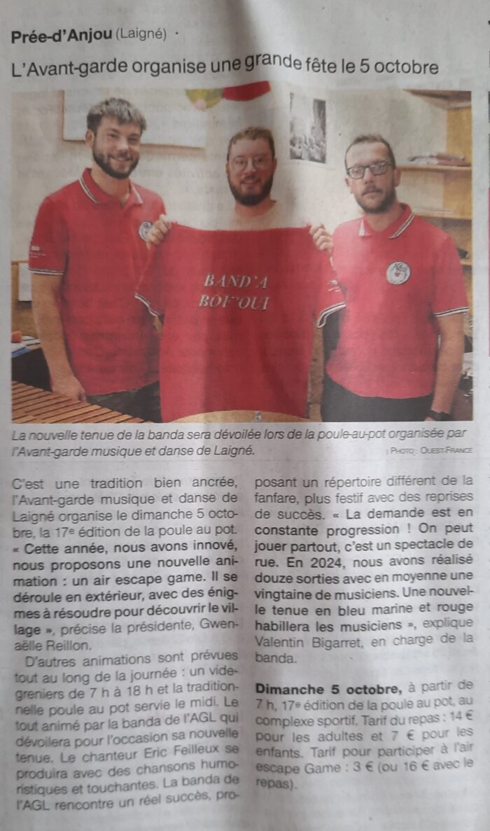 L’avant-garde organise une grande fête le 5 octobre – OF 22.09.25