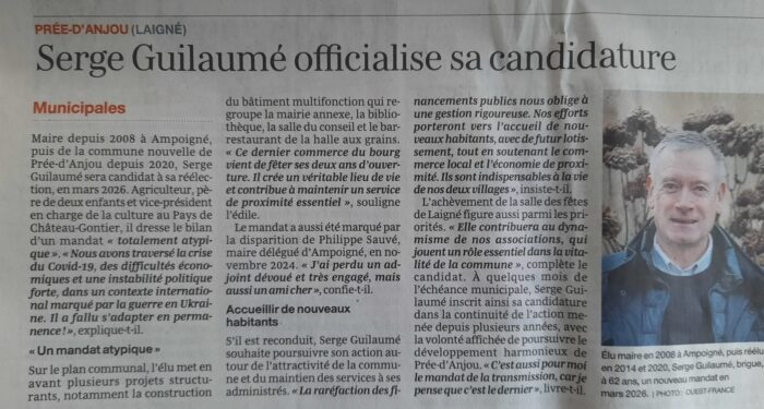 Serge Guilaumé officialise sa candidature – OF 5.1.26