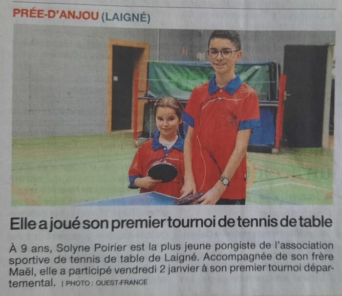 Elle a joué son premier tournoi de tennis de table -OF 5.1.26
