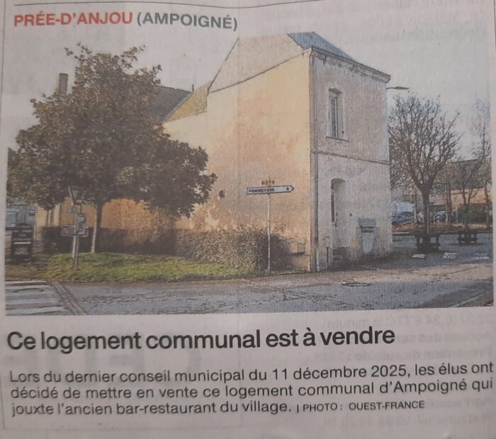 Ce logement communal est à vendre – OF 09.02.26