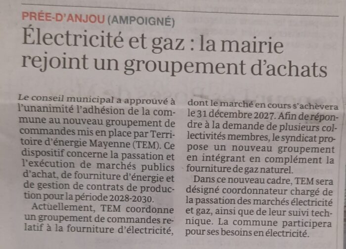 Electricité et gaz : la mairie rejoint un groupement d&rsquo;achats – OF 09.02.26