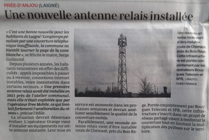 Une nouvelle antenne relais installée – OF 12.03.26