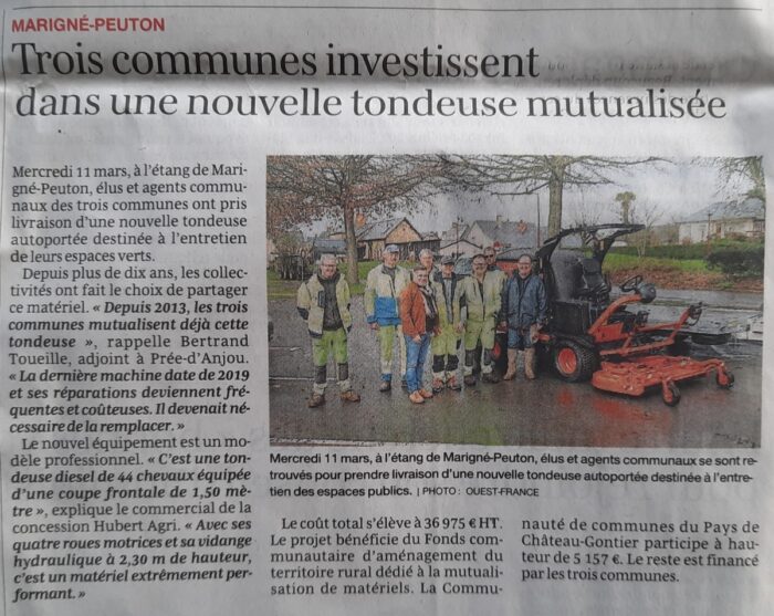 Trois communes investissent dans une nouvelle tondeuse mutualisée – OF 12.03.26