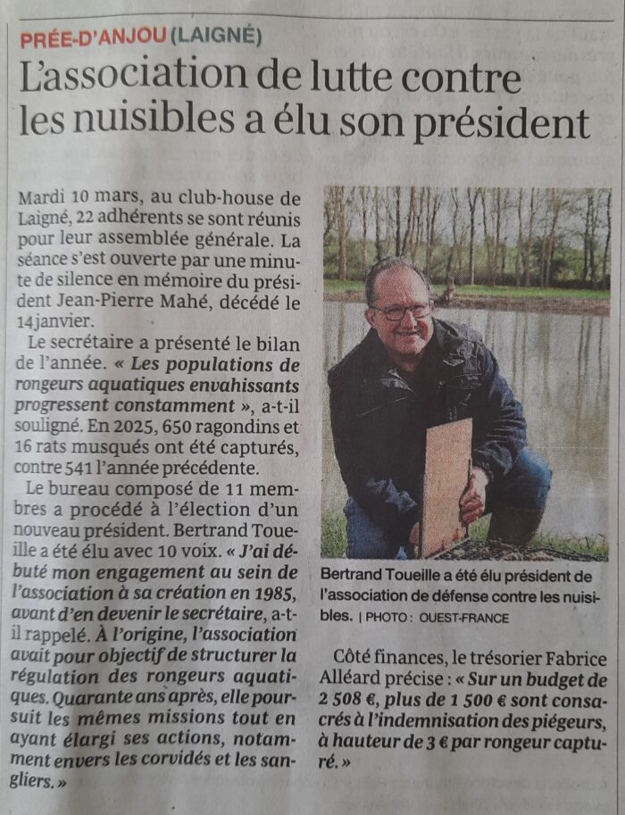 L&rsquo;association de lutte contre les nuisibles a élu son président – OF 17.03.26